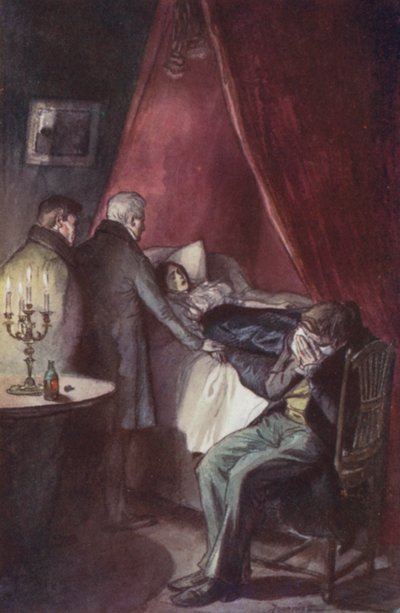 Emma, con la barbilla hundida en el pecho, yacía con los ojos abiertos y fijos de Pierre Georges Jeanniot